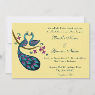 Peacock Wedding-uitnodiging, stro Kaart