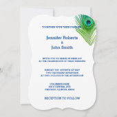 Peacock Weddings Feathers Green Blue White Custom Kaart (Voorkant)