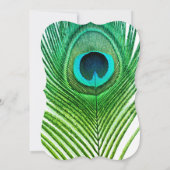 Peacock Weddings Feathers Green Blue White Custom Kaart (Achterkant)