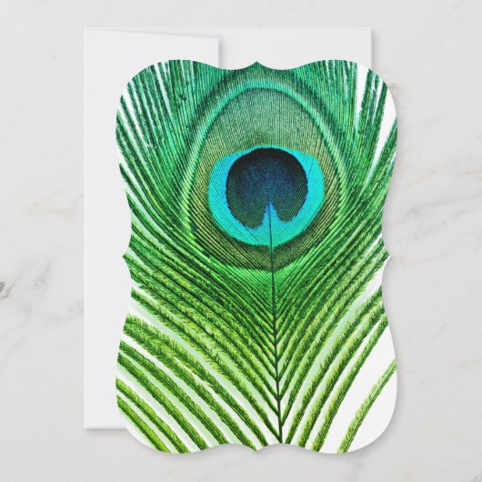 Peacock Weddings Feathers Green Blue White Custom Kaart (Achterkant)