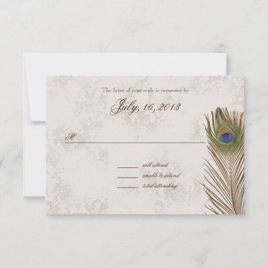 Peacock-weerreactie RSVP Kaartje (Voorkant)