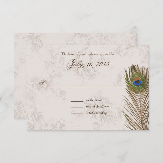 Peacock-weerreactie RSVP Kaartje (Voorkant / Achterkant)