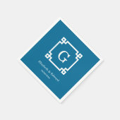 Peacock White Greek Key met plattegrond 2 Initiaal Servetten (Hoek)