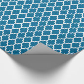 Peacock, White Moroccan Quatrefoil Pattern #4 Cadeaupapier (Hoek)