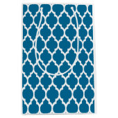 Peacock, White Moroccan Quatrefoil Pattern #4 Medium Cadeauzakje (Voorkant)