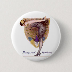  Peacock Woman Flapper  Ronde Button 5,7 Cm