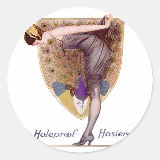  Peacock Woman Flapper  Ronde Sticker (Voorkant)