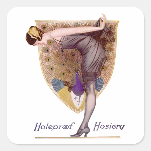  Peacock Woman Flapper  Vierkante Sticker (Voorkant)