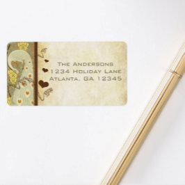  Peacock Yellow Coral Musical Notes Etiket