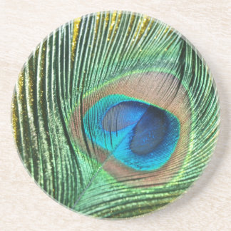 Peacock Yellow Glittery still Life Zandsteen Onderzetter