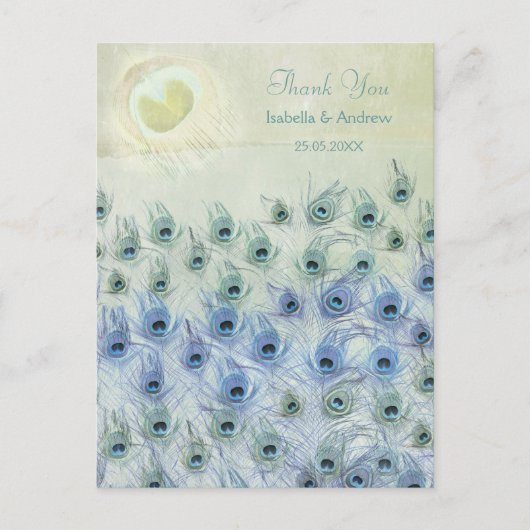 Peacock Zee Fantasy Wedding Dank je wel kaart (Voorkant)