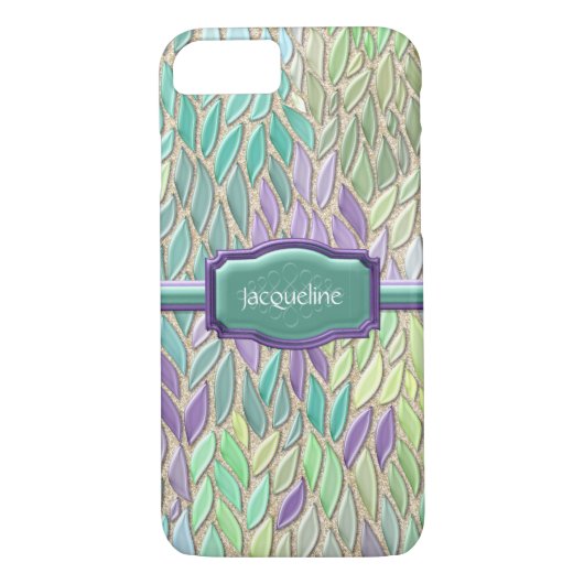 Peacock Zee Glass Mosaic Feather Impressionistic Case-Mate iPhone Case (Achterkant)