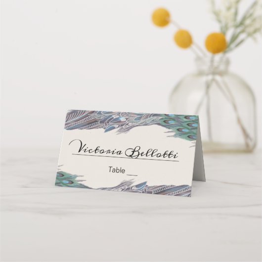 Peacock Zitplaatskaart - kraftpapier Plaatskaartje (Voorkant)