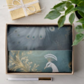 Peacock Zittend , Witte Feather Cascade Tissuepapier (Geschenk)