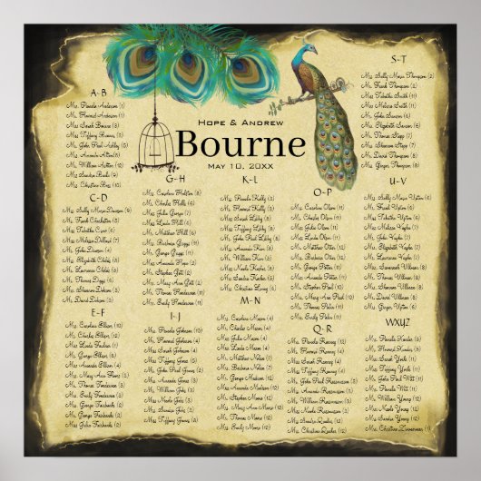 Peacock Zittingsgrafiek Max. 150 gasten Poster (Voorkant)