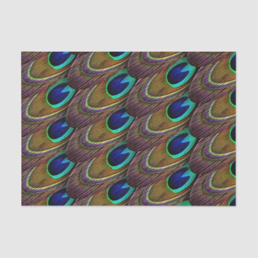 Peacockblauw en paarse veren tissuepapier (Voorkant)