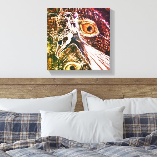 PeacockFeatherLove Vibrant Painting Canvas Afdruk (Insitu (Slaapkamer))