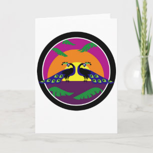 Peacocks bij zonsondergang kaart