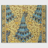 Peacocks Birds Rowan Trees Art Nouveau Cadeaupapier (Vlak)