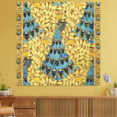 Peacocks Birds Rowan Trees Art Nouveau Canvas Afdruk (Insitu (Woonkamer))
