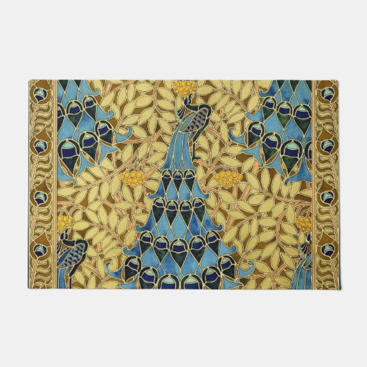 Peacocks Birds Rowan Trees Art Nouveau Deurmat (Voorkant)
