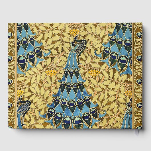 Peacocks Birds Rowan Trees Art Nouveau Gastenboek (Achterkant)