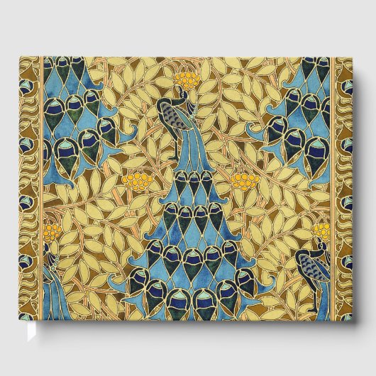 Peacocks Birds Rowan Trees Art Nouveau Gastenboek (Voorkant)