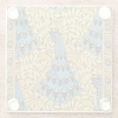 Peacocks Birds Rowan Trees Art Nouveau Glazen Onderzetter (Achterkant)
