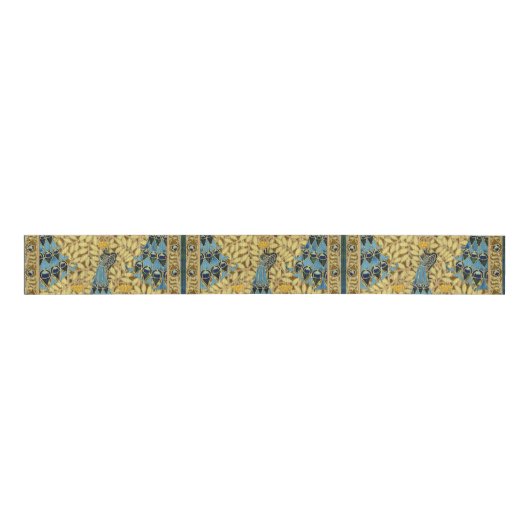 Peacocks Birds Rowan Trees Art Nouveau Grosgrain Lint (Voorkant)