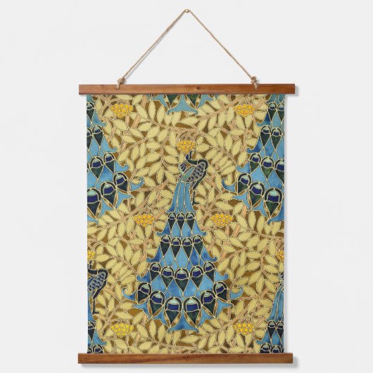 Peacocks Birds Rowan Trees Art Nouveau Hangend Wandkleed (Voorkant)