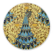 Peacocks Birds Rowan Trees Art Nouveau Keramische Knop (Voorkant)