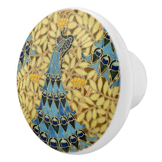 Peacocks Birds Rowan Trees Art Nouveau Keramische Knop (Rechts)