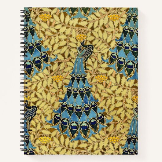 Peacocks Birds Rowan Trees Art Nouveau Notitieboek (Voorkant)