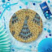 Peacocks Birds Rowan Trees Art Nouveau Papieren Bordje (Feest)