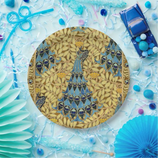 Peacocks Birds Rowan Trees Art Nouveau Papieren Bordje (Feest)