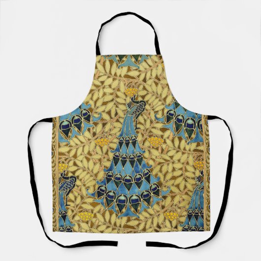 Peacocks Birds Rowan Trees Art Nouveau Schort (Voorkant)