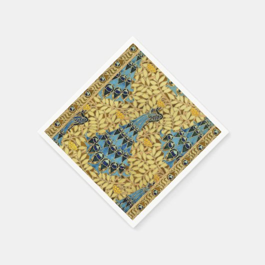 Peacocks Birds Rowan Trees Art Nouveau Servet (Hoek)