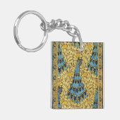 Peacocks Birds Rowan Trees Art Nouveau Sleutelhanger (Voorkant Links)