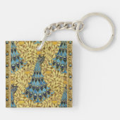 Peacocks Birds Rowan Trees Art Nouveau Sleutelhanger (Achterkant)