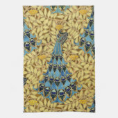 Peacocks Birds Rowan Trees Art Nouveau Theedoek (Verticaal)