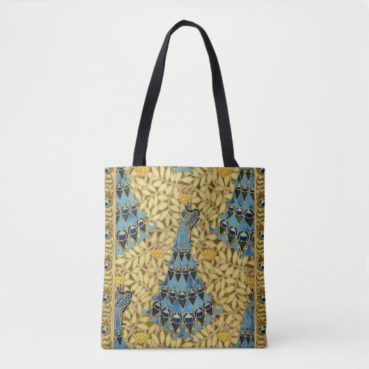 Peacocks Birds Rowan Trees Art Nouveau Tote Bag (Voorkant)