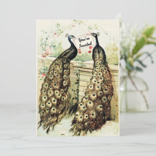  Peacocks Bridal Tea Kaart (Staand voorkant)