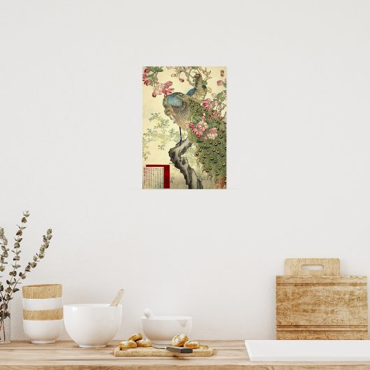 Peacocks & Crabapple Japans Poster (Keuken)