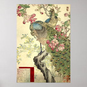 Peacocks & Crabapple  Japans Poster