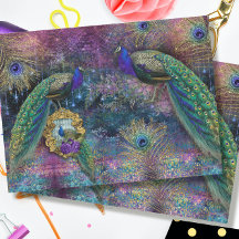 Peacocks Elegant Feathers Glitter Pink Decoupage
