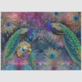 Peacocks Elegant Feathers Pink Glitter Decoupage Tissuepapier (Voorkant)
