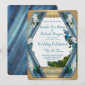 Peacocks & Emerald Green Metallic Silk Kaart (Voorkant / Achterkant)