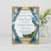 Peacocks & Emerald Green Metallic Silk Kaart (Staand voorkant)