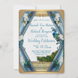 Peacocks & Emerald Green Metallic Silk Kaart