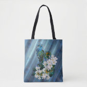 Peacocks & Emerald Green Metallic Silk Tote Bag (Voorkant)